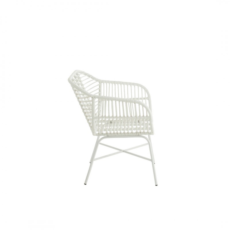 METAL RATTAN ARMCHAIR WHITE IN AND OUTDOOR - CHAIRS, STOOLS
